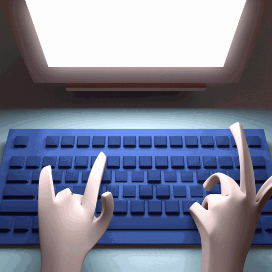 Cat typing on computer animation